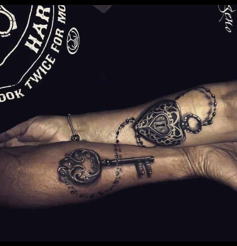 heart lock and key tattoo